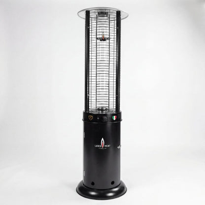 Lava Heat Opus Lite Round Flame Tower Heater 80.5-inch 44 K BTU Electronic Ignition Hammered Black Natural Gas - RL7MGBL - White Background