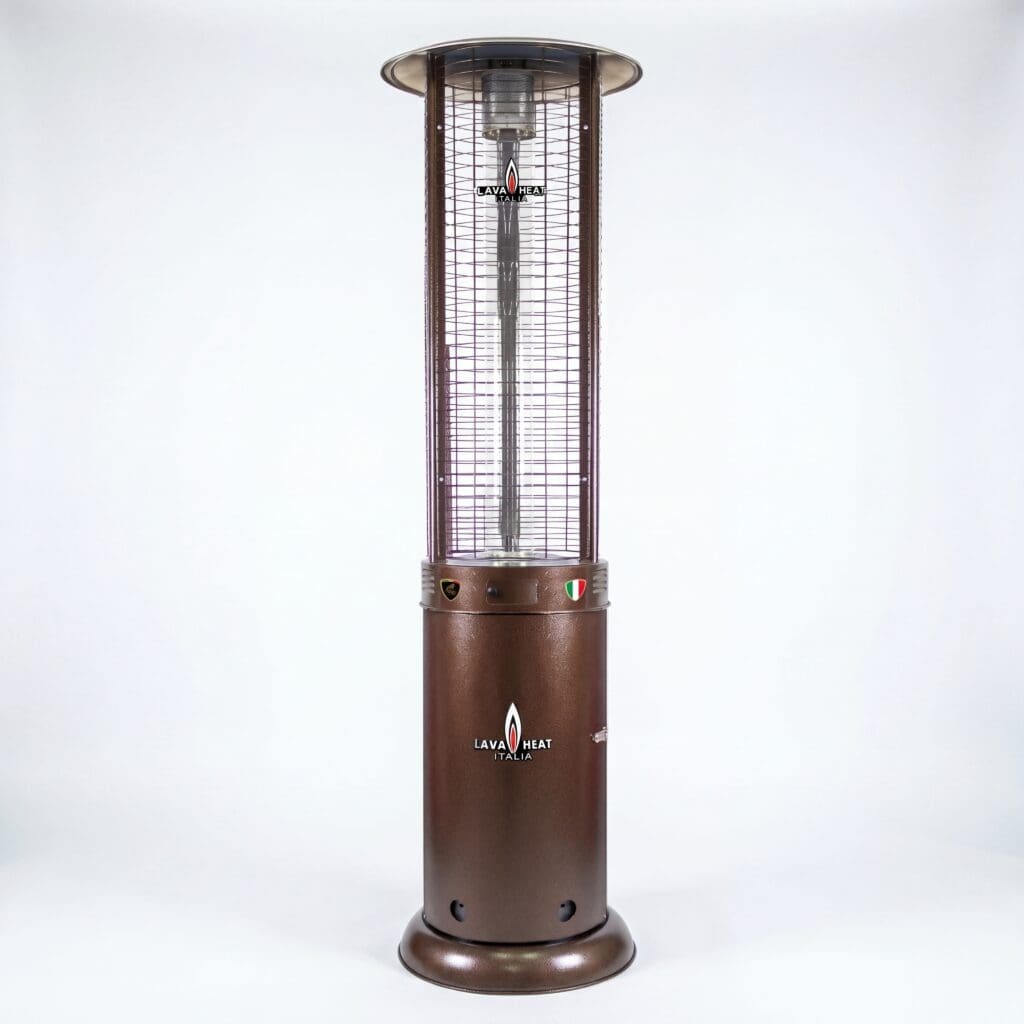 Lava Heat Opus Round Flame Tower Heater 80.5-inch 56 K BTU Remote Control Push Button Ignition Heritage Bronze Natural Gas - RL7RGB - White Background