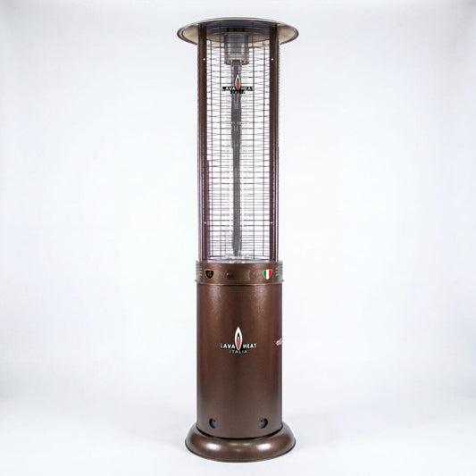 Lava Heat Opus Round Flame Tower Heater 80.5-inch 56 K BTU Remote Control Push Button Ignition Heritage Bronze Natural Gas - RL7RGB - White Background