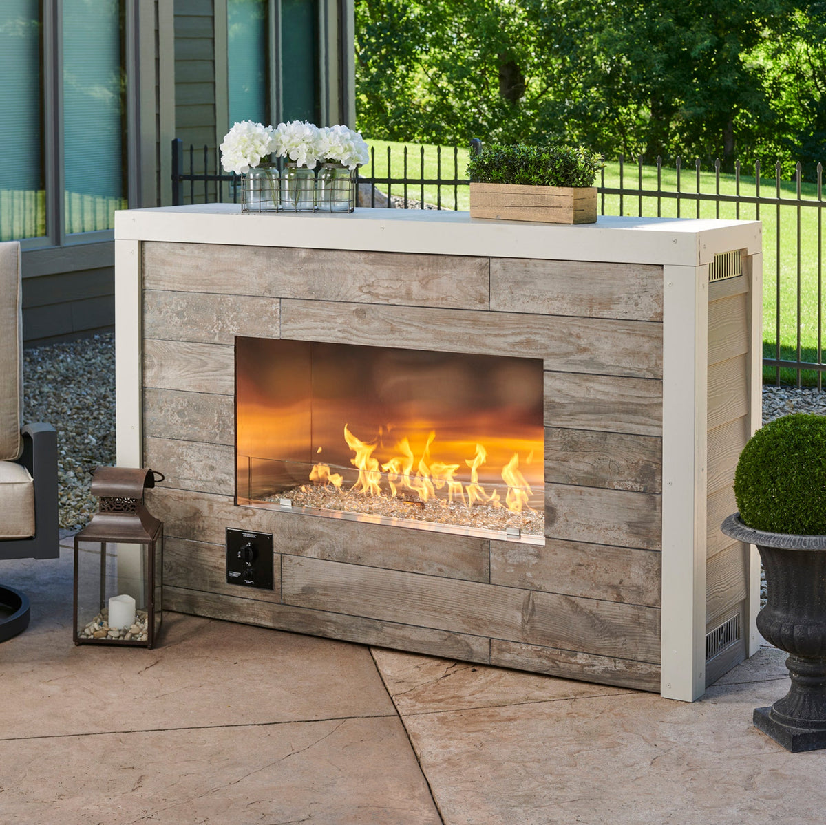 Outdoor GreatRoom 40-Inch Single-Sided Ready-to-Finish Outdoor Propane Fireplace with Electronic Ignition - RLFP-40DLP