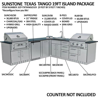 THE TEXAS TANGO 19FT Outdoor Cabinet large Island Package – SCPTXTANGO19 - Details