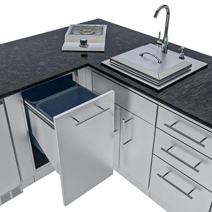 THE TEXAS TANGO 19FT Outdoor Cabinet large Island Package – SCPTXTANGO19Tap and Waste Bins