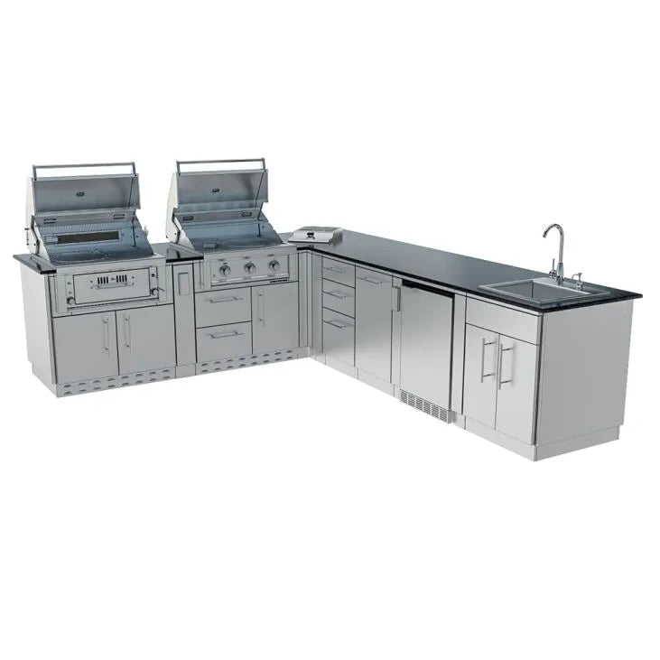 THE TEXAS TANGO 19FT Outdoor Cabinet large Island Package – SCPTXTANGO19 - Grill open Cover