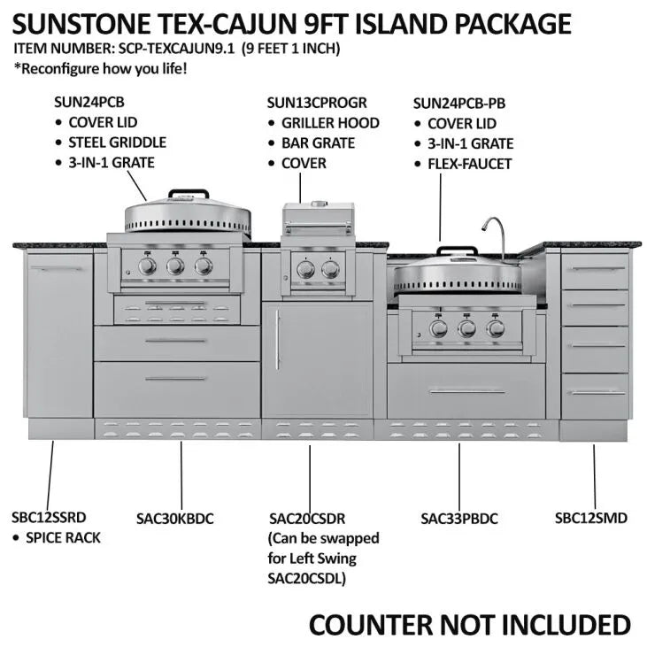 THE TEXCAJUN 9FT Outdoor Cabinet Cajun Specialty Island Package – SCPTEXCAJUN9 - Details