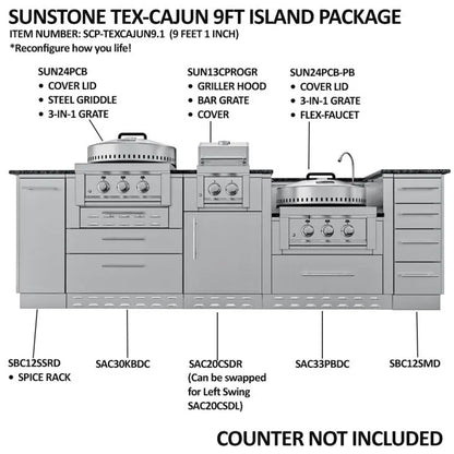 THE TEXCAJUN 9FT Outdoor Cabinet Cajun Specialty Island Package – SCPTEXCAJUN9 - Details