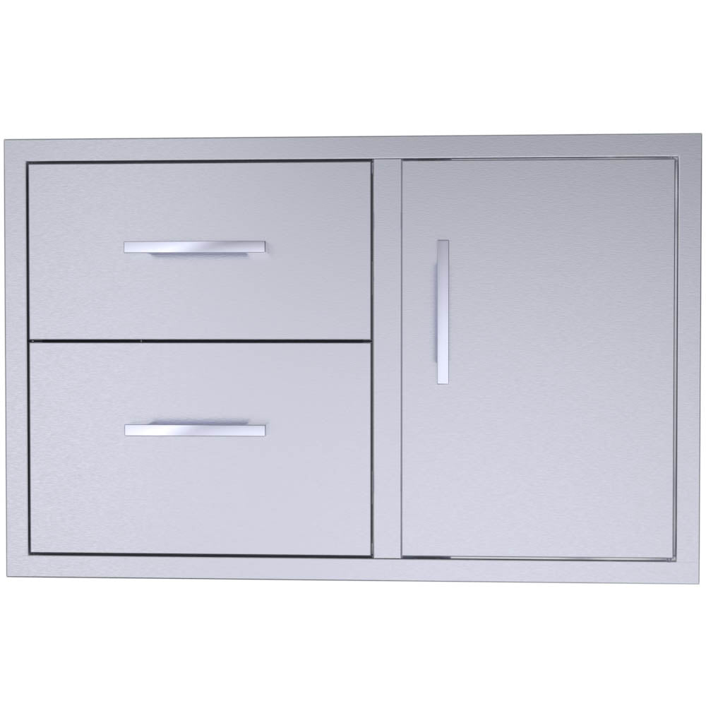 Sunstone 36" Beveled Style Double Drawer & Door Combo w/Removable Support Frame - BA-DDC36 - Front View