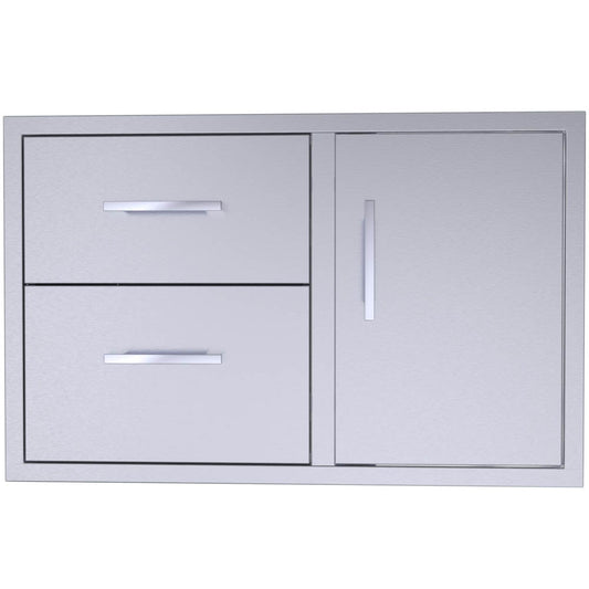 Sunstone 36" Beveled Style Double Drawer & Door Combo w/Removable Support Frame - BA-DDC36 - Front View