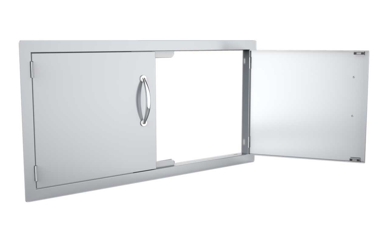 Sunstone 30" Double Door Flush Mount - A-DD30 - Open flush-mounted double door stainless steel panel.