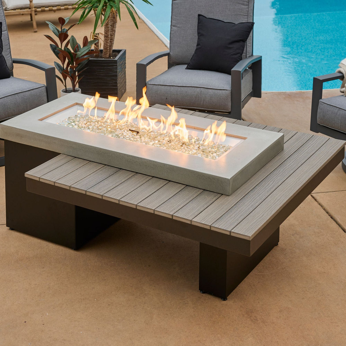 Outdoor GreatRoom Uptown Linear Fire Pit Table in Coastal Grey - UPT-1242-CGR - image 6