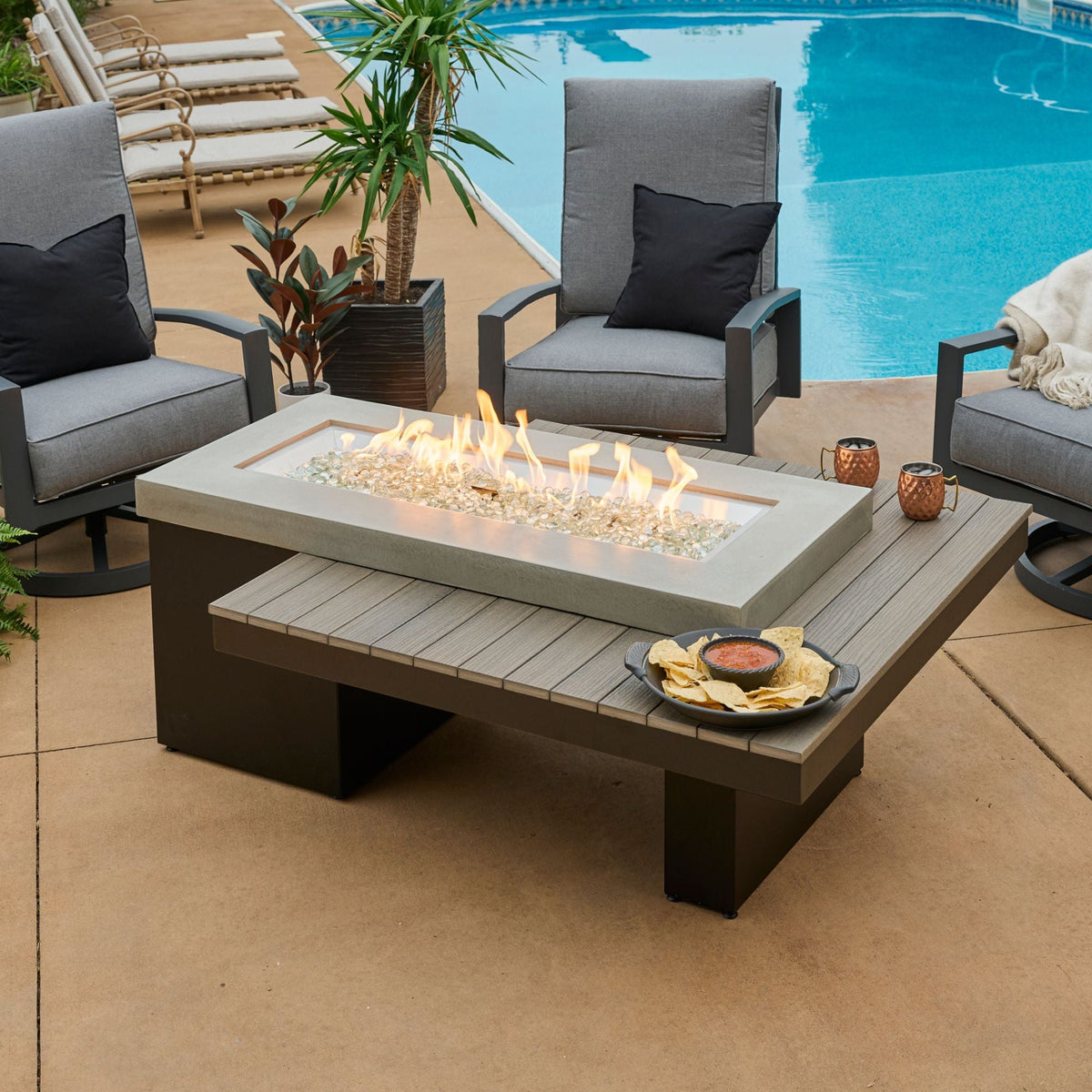 Outdoor GreatRoom Uptown Linear Fire Pit Table in Coastal Grey - UPT-1242-CGR - image 7