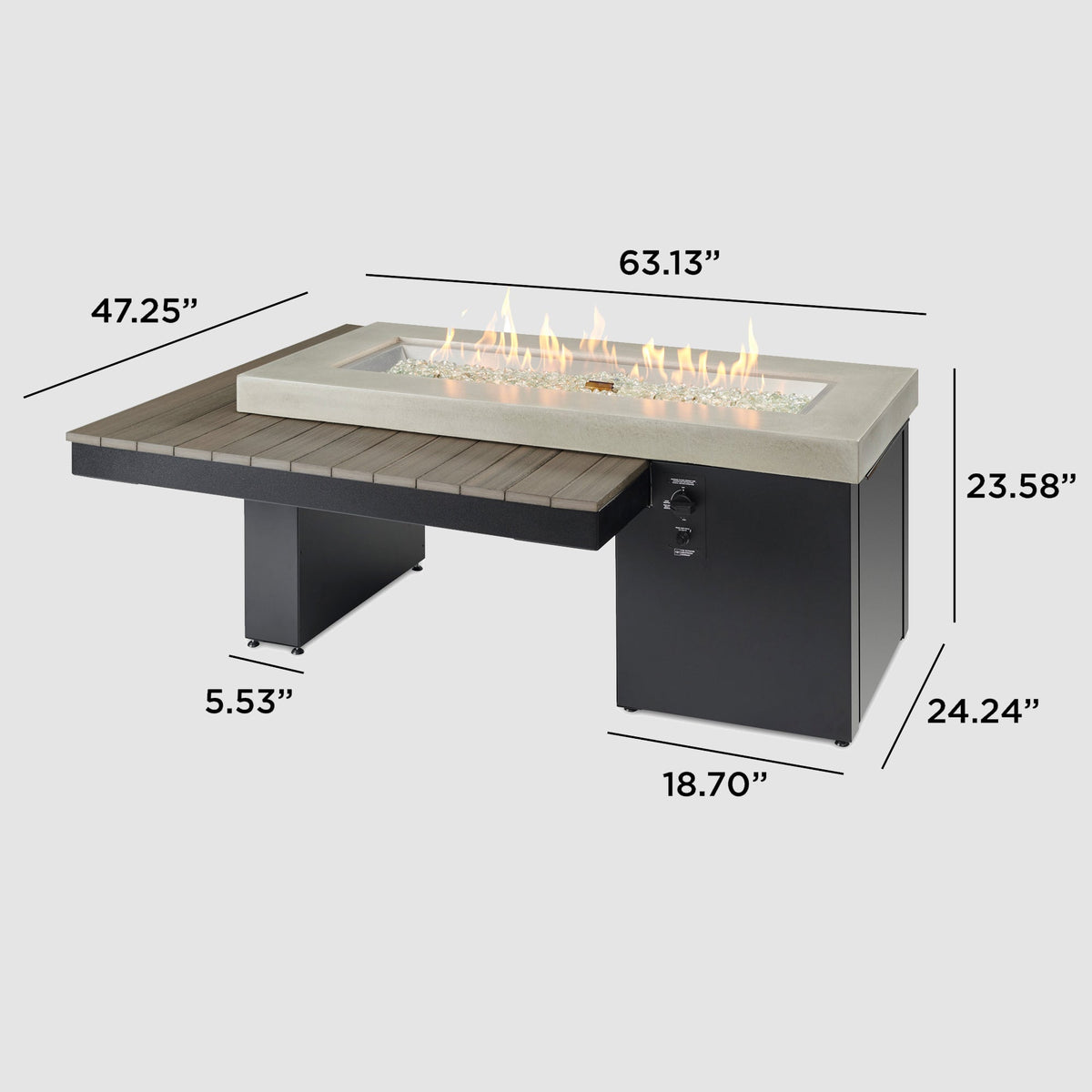 Outdoor GreatRoom Uptown Linear Fire Pit Table in Coastal Grey - UPT-1242-CGR - image 4