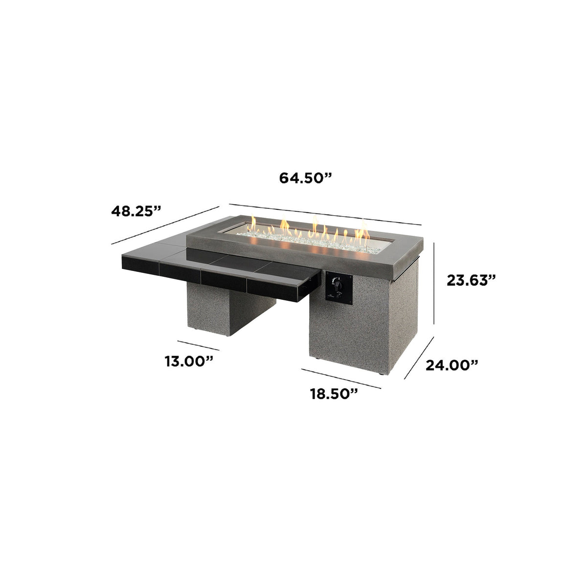 Outdoor GreatRoom Uptown Linear Fire Pit Table in Black - UPT-1242 - image 5