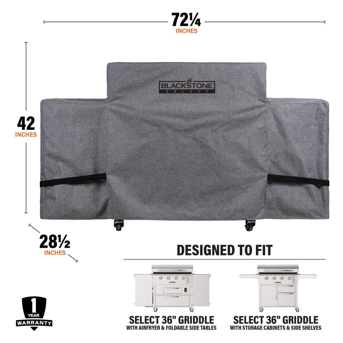 Blackstone Select 36-inch griddle cover, dimensions and compatible griddles