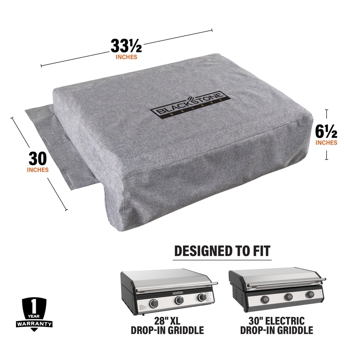 Blackstone 28-inch XL drop-in griddle cover, dimensions and compatible griddles