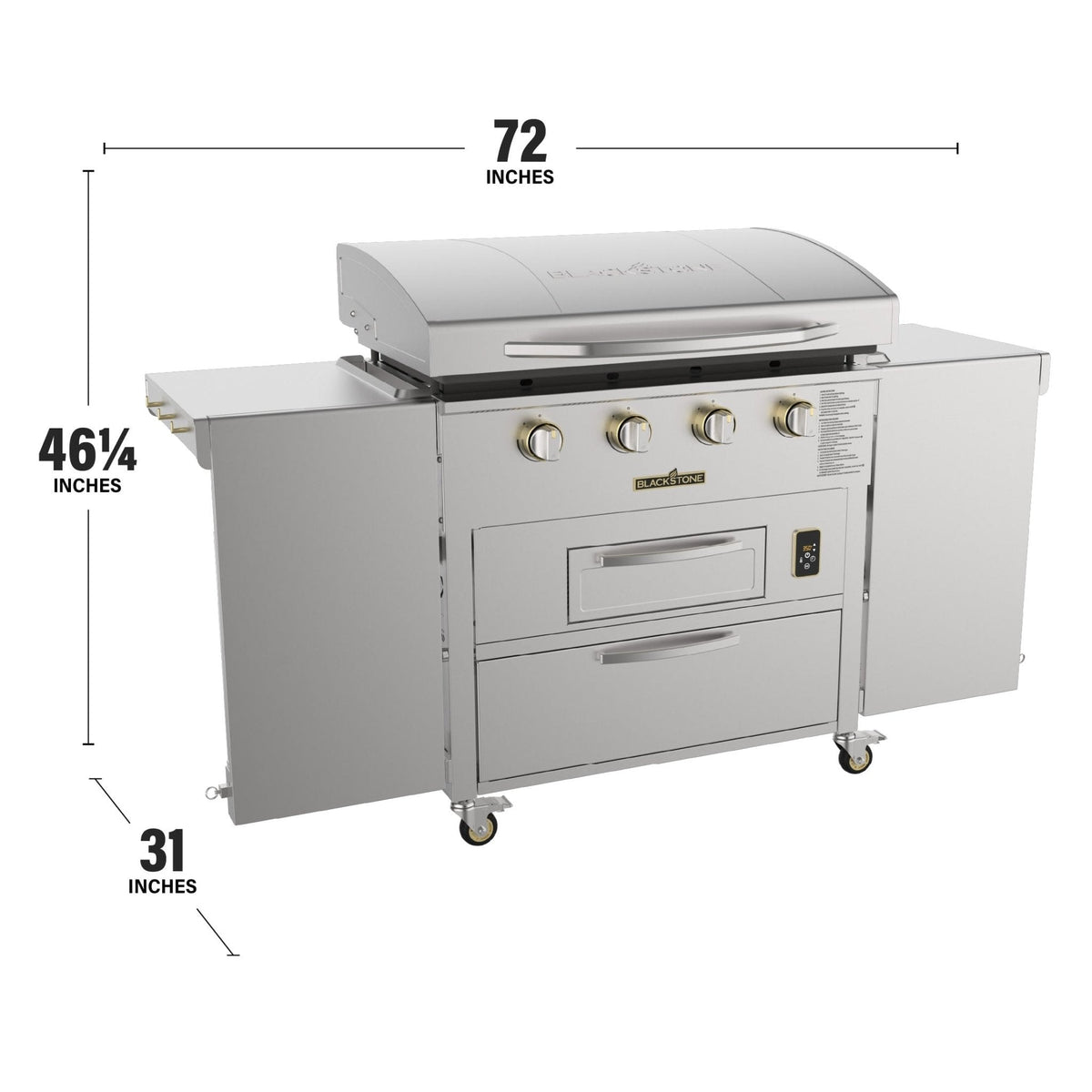 Blackstone Select 36-inch griddle with air fryer, overall dimensions diagram