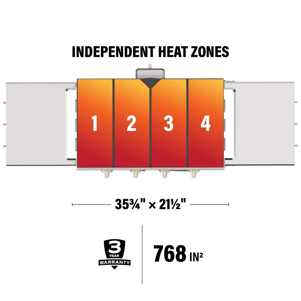 Blackstone Select 36-inch griddle with cabinet, four heat zones and cooking surface size