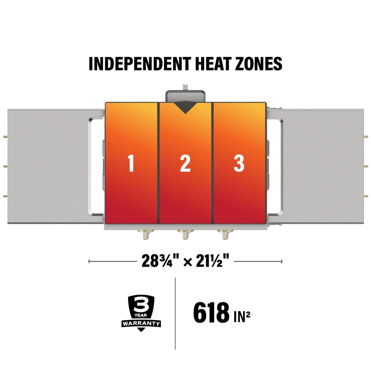 Blackstone Select 28-inch griddle with cabinet, three heat zones and cooking surface size