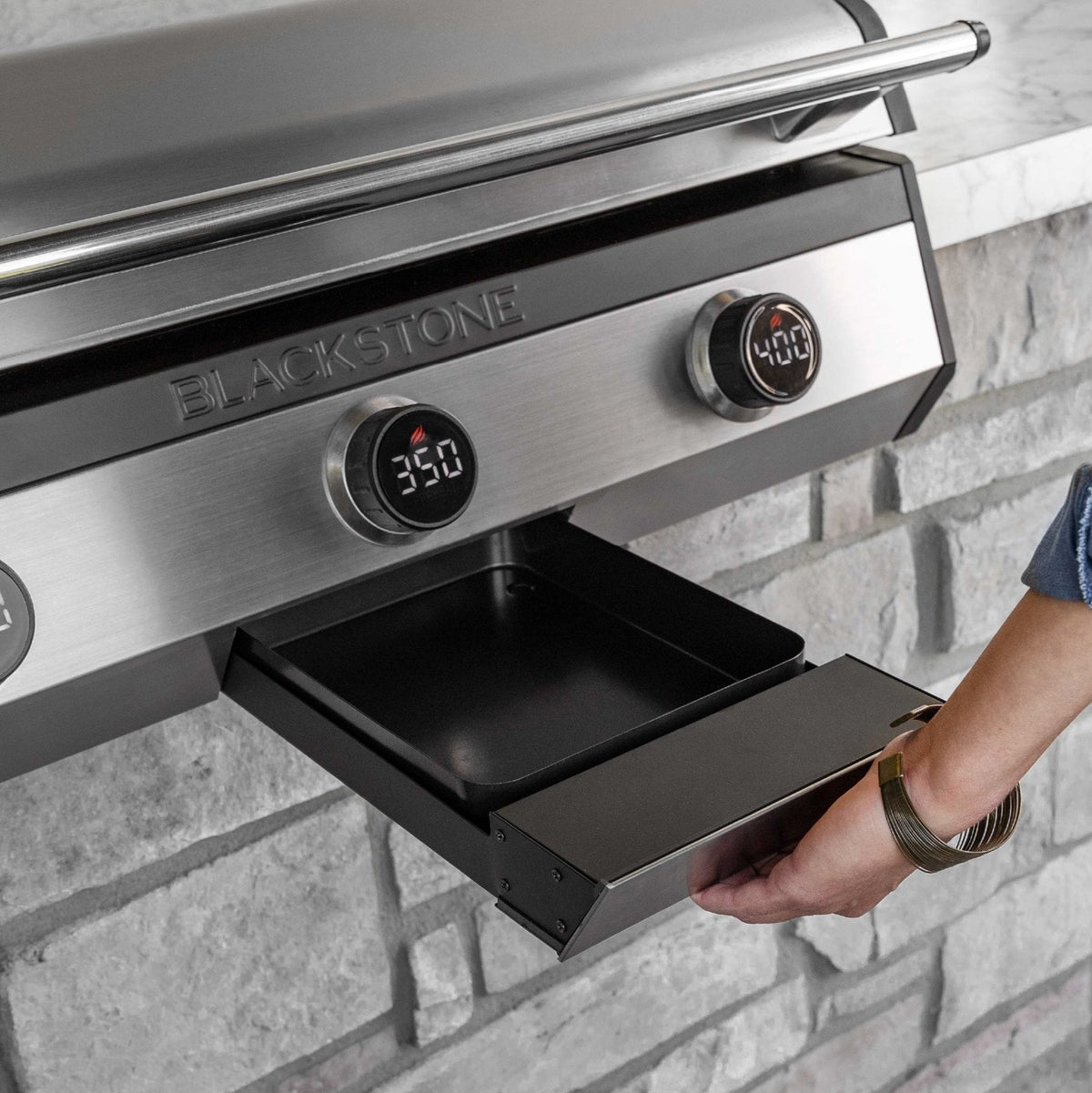 Blackstone 30-inch electric built-in griddle, front-access grease drawer