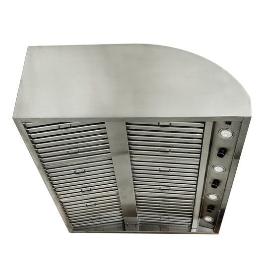 Blaze 36-inch outdoor vent hood (2026 model), angled underside view of the baffle filters (shown size may vary)