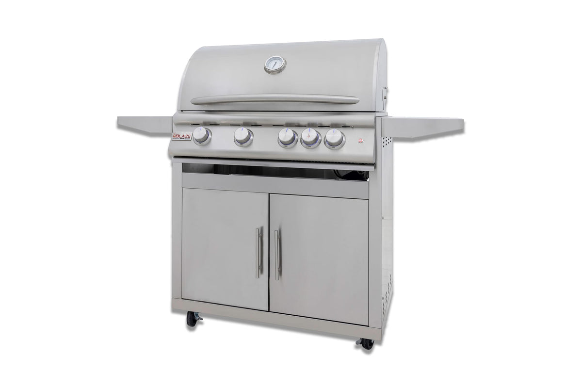Blaze Premium LTE3 Marine Grade 32" 4-Burner Grill with Rear Infrared Burner & Grill Lights