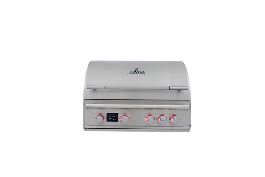 Blaze LTE PRO 32-inch 4-burner built-in gas grill, front view, hood closed