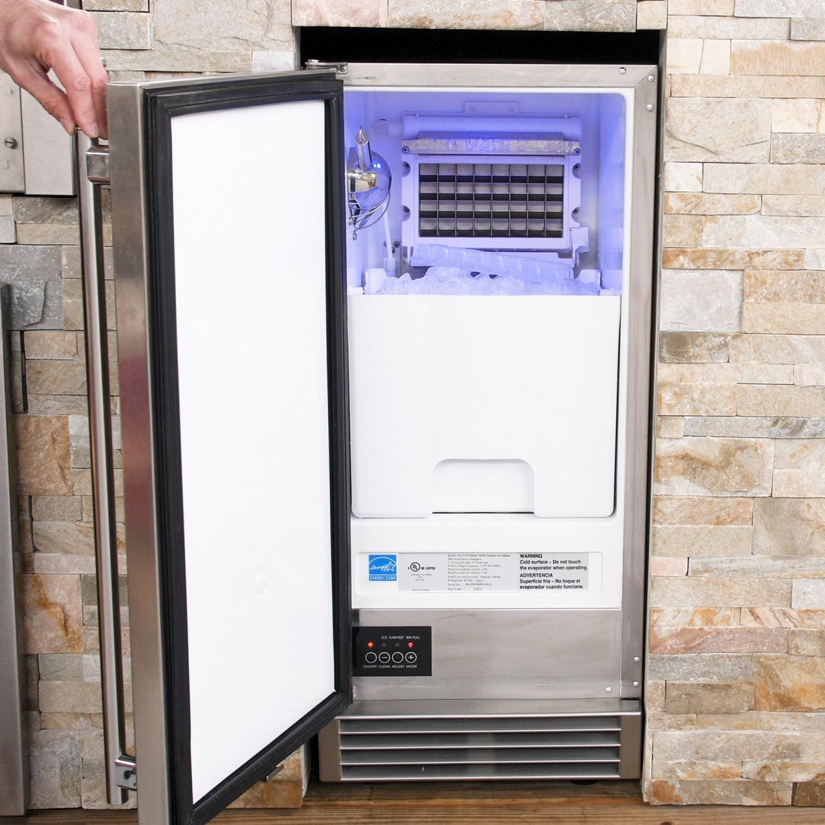 Blaze 50 Lb. 15-Inch Outdoor Rated Ice Maker With Gravity Drain, view 3