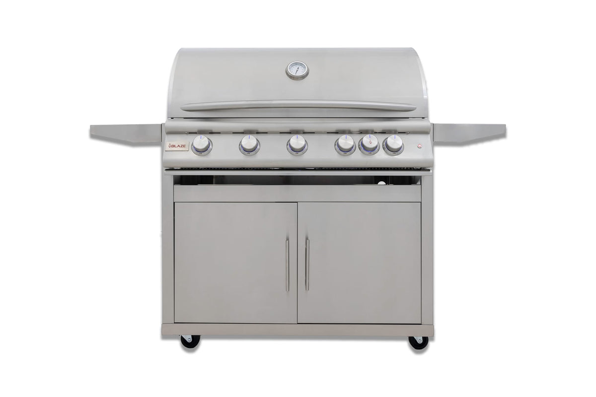 Blaze Premium LTE+ 40-Inch 5-Burner Gas Grill W/ Rear Infrared Burner & Lift-Assist Hood -BLZ-5LTE3+ BLZ-5-CART-SC