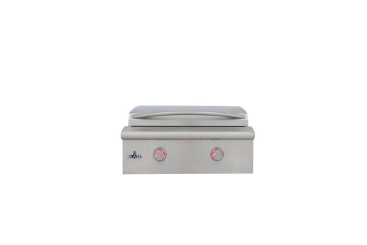 Blaze LTE+ 30-inch built-in gas griddle, front view, lid closed