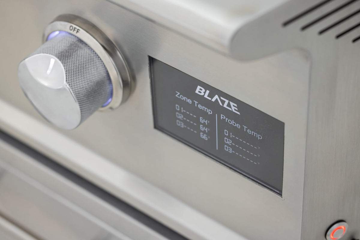 Blaze LTE PRO 40-inch built-in gas griddle, digital temperature screen with zone and probe readouts