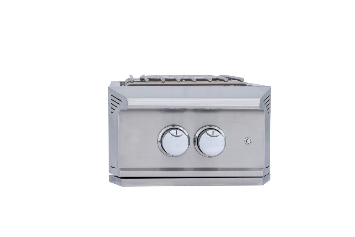 Blaze LTE PRO built-in power burner, angled view with lid