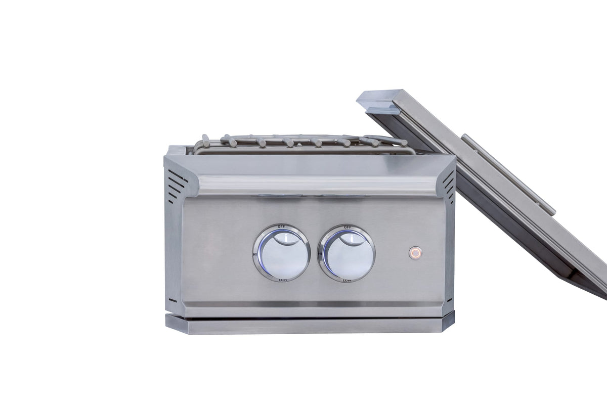 Blaze LTE PRO built-in power burner, stainless lid open