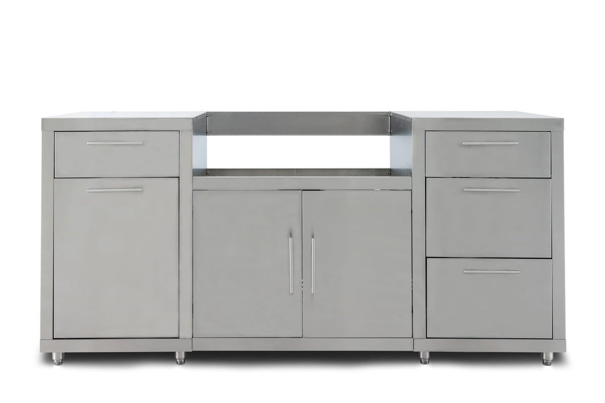 Blaze 6 ft stainless steel outdoor kitchen island BLZ-SS-ISLAND-RO, front view without grill