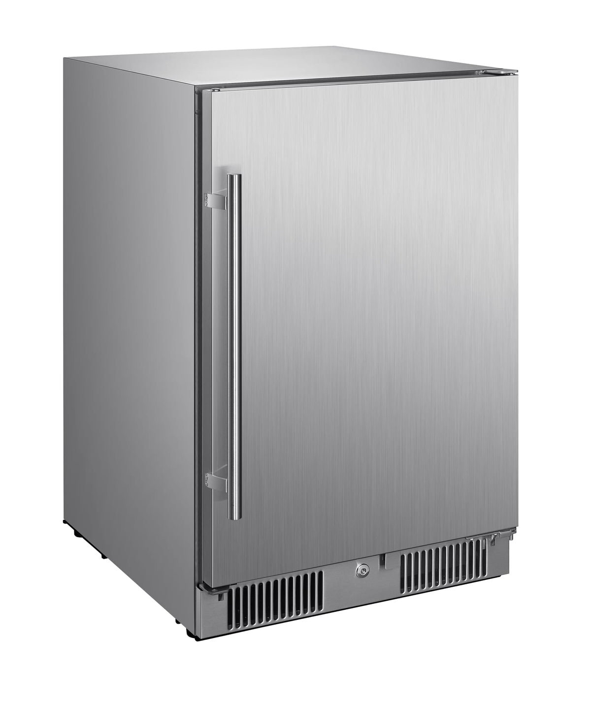 Blaze 20-inch 4.3 cu. ft. outdoor rated compact refrigerator, angled view, door closed