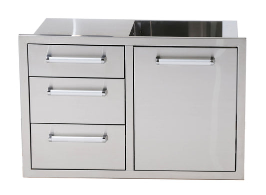 Bonfire stainless steel outdoor kitchen and BBQ island Door and Drawer Combo - CBATDT - Front View