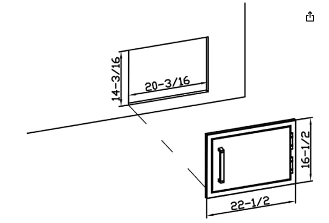 Bonfire CBASDH2014 access door dimension drawing