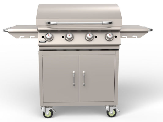 Bull 30-Inch Stainless Steel Griddle with Cart - 7301 - Closed Lid