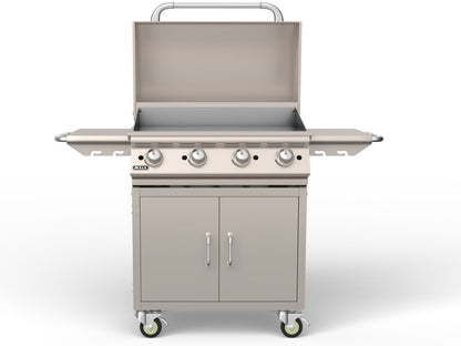 Bull 30-Inch Stainless Steel Griddle with Cart - 7301 - Open Lid