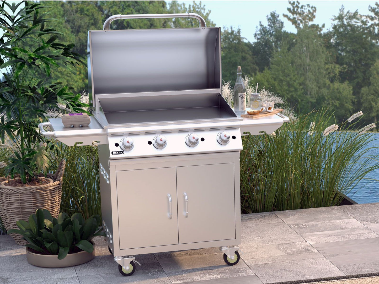 Bull 30-Inch Stainless Steel Griddle with Cart - 7301 - Patio Setting