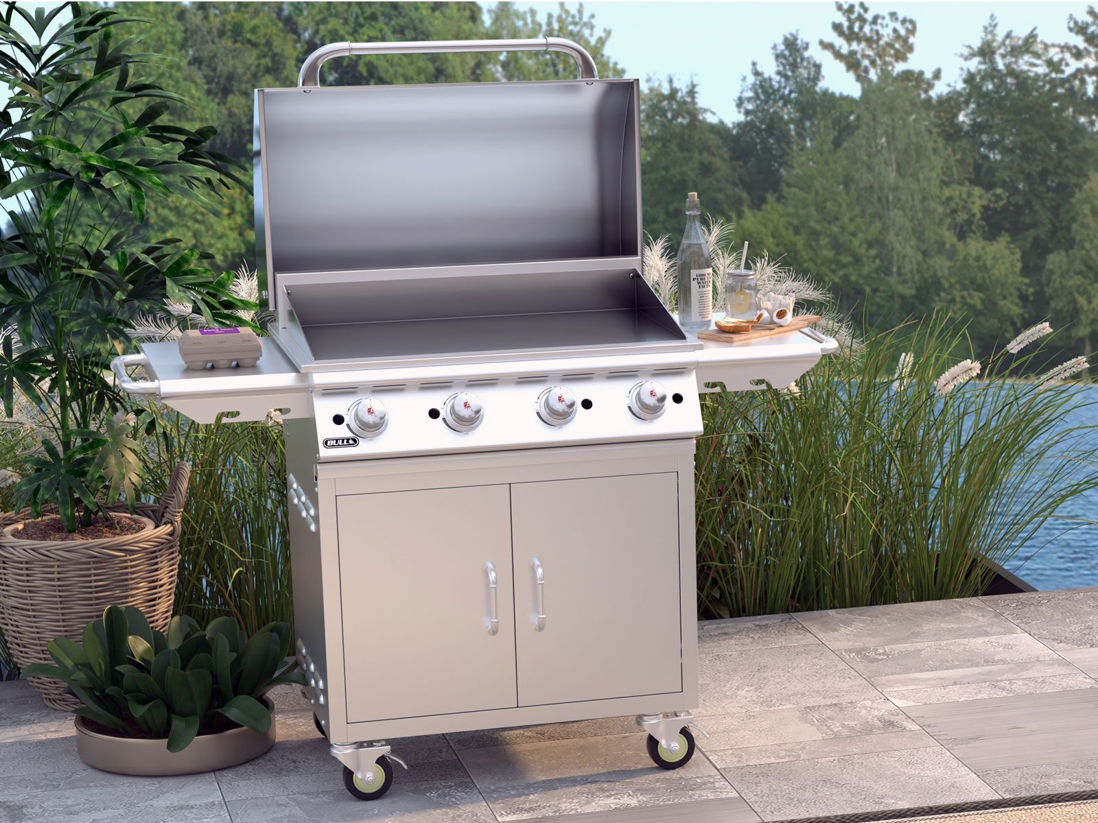 Bull 30-Inch Stainless Steel Griddle with Cart - 7301 - Patio Setting