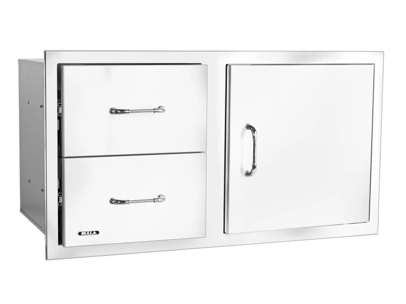 Bull 38-Stainless Steel Reversible Access Door & Double Drawer Combo with Reveal - 55890 - Front Angled View