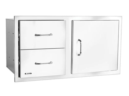 Bull 38-Stainless Steel Reversible Access Door & Double Drawer Combo with Reveal - 55890 - Front Angled View