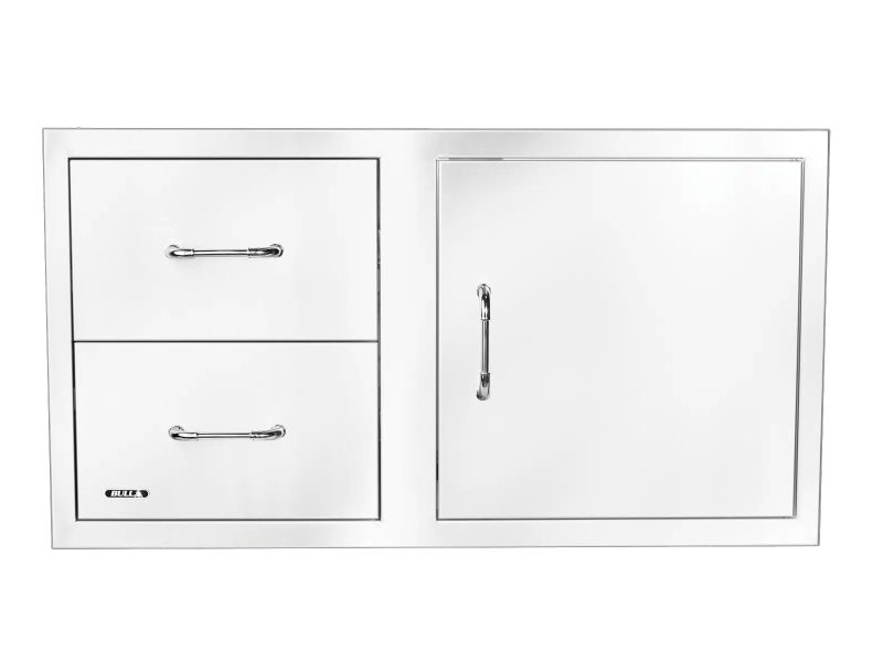 Bull 38-Stainless Steel Reversible Access Door & Double Drawer Combo with Reveal - 55890 - Front View