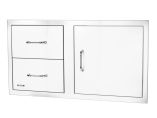 Bull 38-Stainless Steel Reversible Access Door & Double Drawer Combo with Reveal - 55890 - Angled View