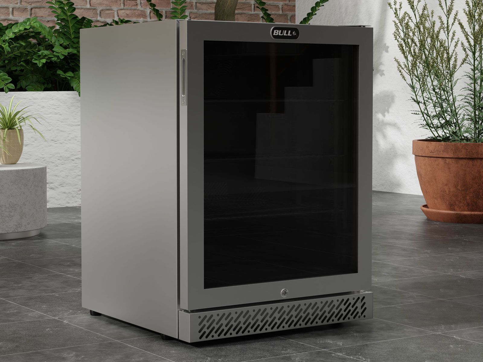 Bull 4.9 Cu. Ft. Premium Outdoor Rated Compact Refrigerator with Glass Door - 13100 Right Angle