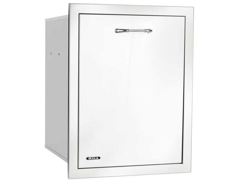 Bull Grills 30-Inch Stainless Steel Double Trash/Recycle Drawer with Reveal - 56950 - Angled View