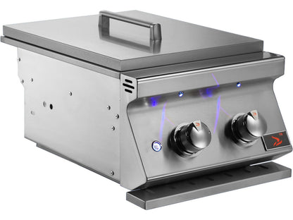 Whistler Built-In Gas Power Burner with Lid - CBAPB - Angled View Lid on Burner