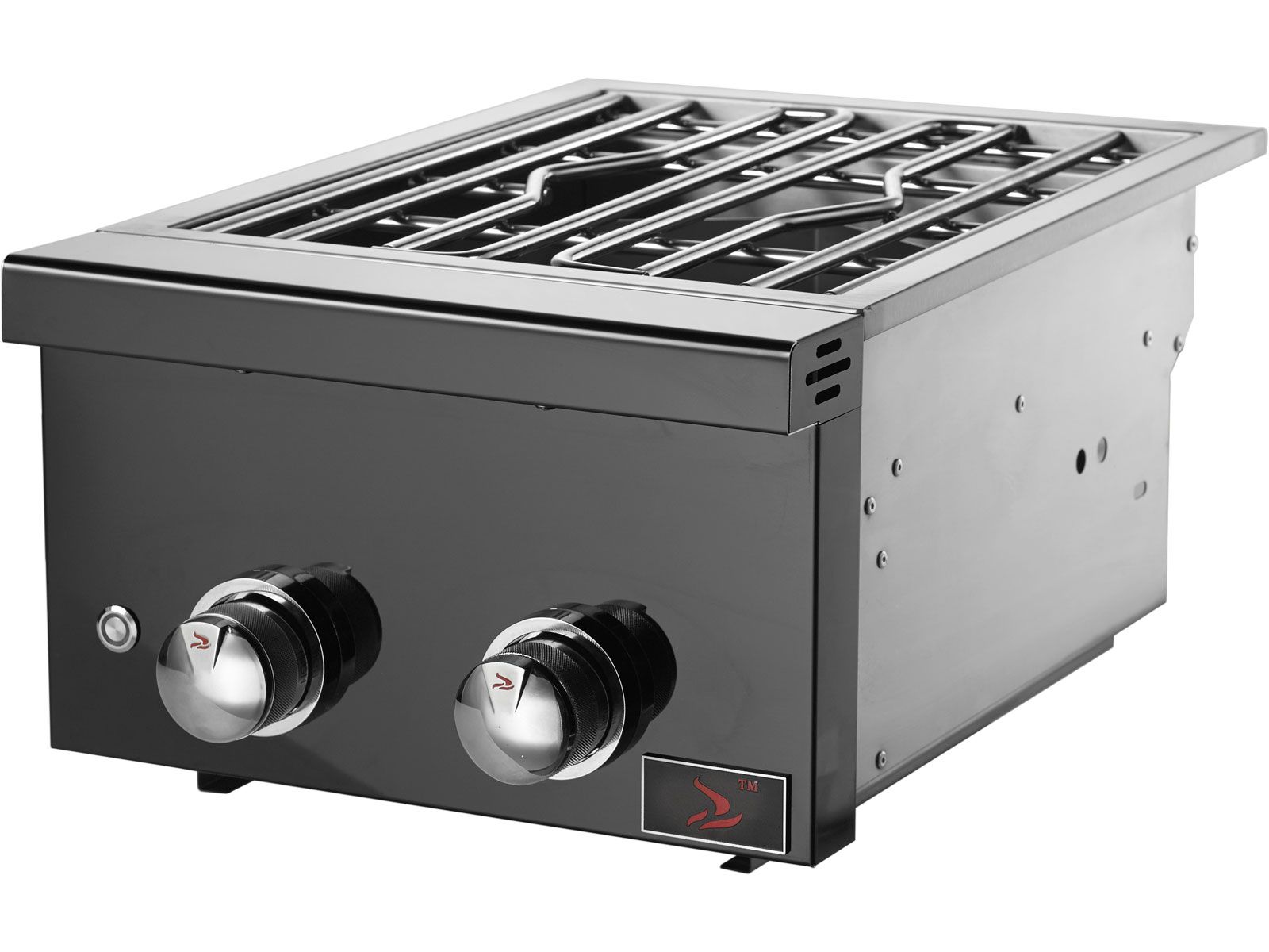 Whistler Built-In Gas Power Burner with Lid - Black Stainless Steel - CBAPB.500-B - Angled View