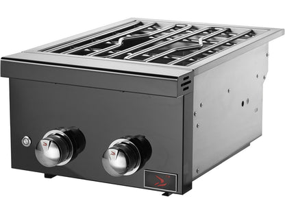 Whistler Built-In Gas Power Burner with Lid - Black Stainless Steel - CBAPB.500-B - Angled View