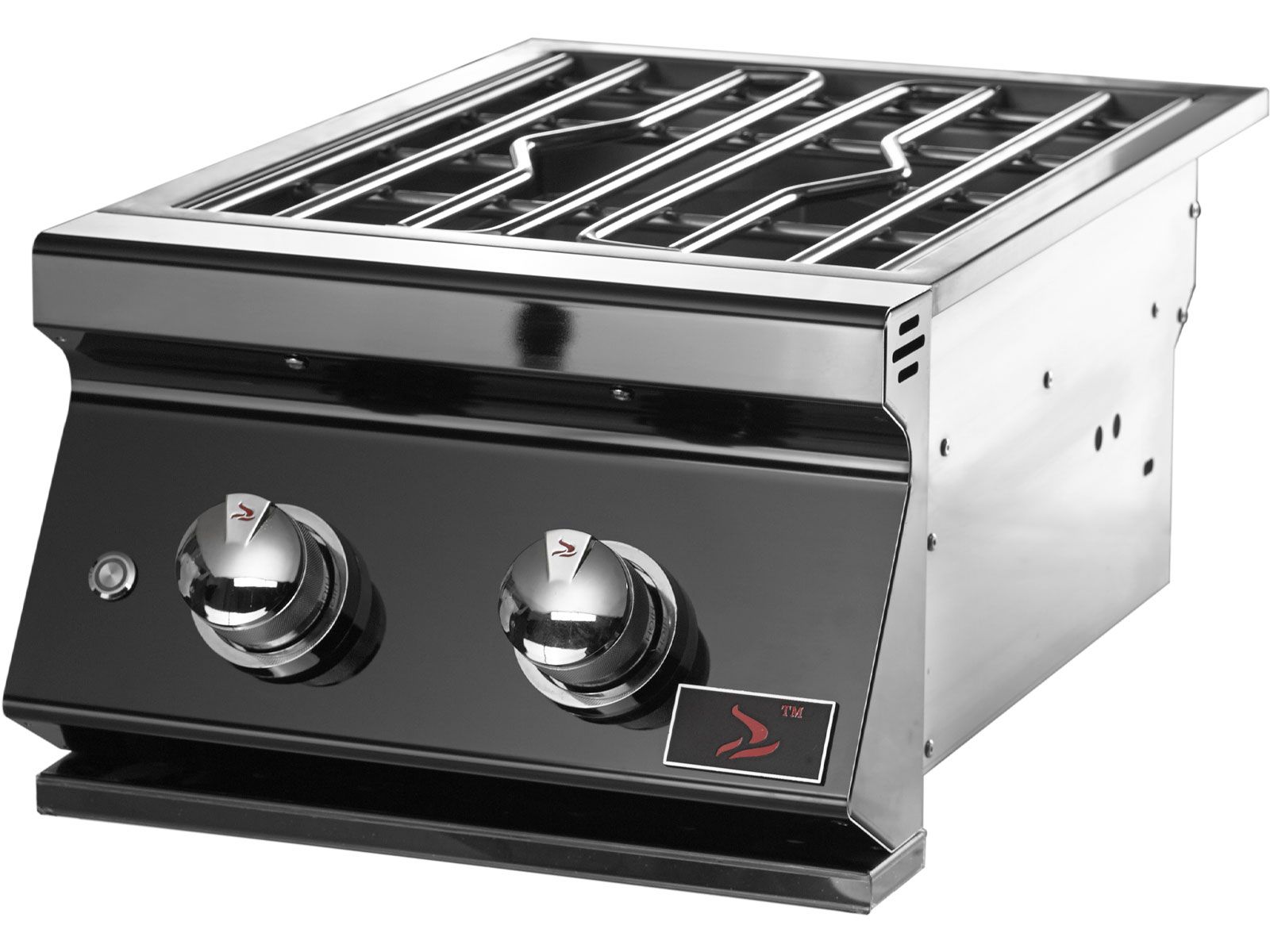 Whistler Built-In Gas Power Burner with Lid - Black Stainless Steel - CBAPB-B - Angled View