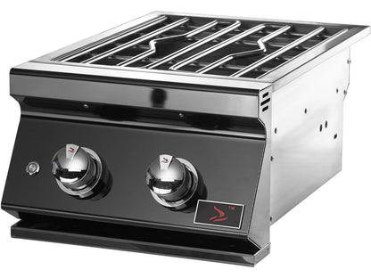 Whistler Built-In Gas Power Burner with Lid - Black Stainless Steel - CBAPB-B - Angled View